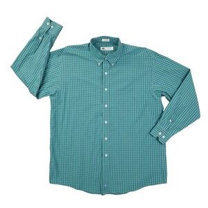 Onward Reserve Button Up Shirt Men's Large Classic Fit Blue Green Gingham Check